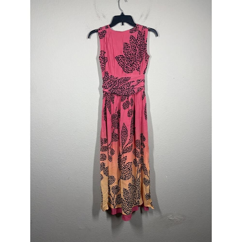 Verb by Pallavi Singhee Womens XXS Ombre Maxi Dress Pink Black Dotted Floral - Picture 11 of 11
